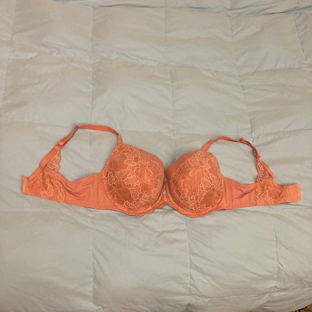 40 DD Auden Lace Underwire Bra Coral Peach Pink